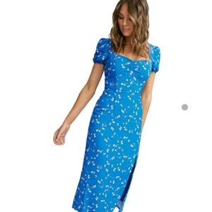 Kookai Blue and White Floral Midi Dress